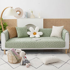 Winter Plush Sofa Cover Universal Sofa Towel Quilted Carpet Velvet Solid Color Rugs for Living Room Non-Slip Couch Cover CHAUSUB