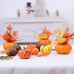 Harvest Artificial Pumpkin Maple Leaf Ornament Autumn Halloween Decorations Thanksgiving Party Fall Home Decor Photography Props