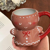 YICKYUE - New Coffee Mugs Ceramic Porcelain Gingerbread Man Cup Lovely Breakfast Christmas gingerbread man coffee cups
