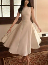 YICKYUE - Luxury French Elegant Vintage White Midi Dress Slim Wasit Sleeveless A-Line Momen's Dresses Prom Female Clothes New Mujer