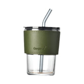Summer Water Bottle with Straw Simple Straw Juice Drink Portable Office Coffee Double Drink Milk Tea Cup Glass Cup