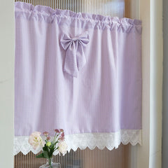 Yickyue Farmhouse Valance Door Curtain Purple Rustic Plaid with Bow Decorative Valances Short Window Curtains for Bedroom Kitchen TJ6937