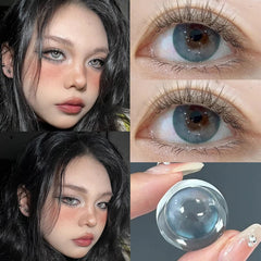 YICKYUE - Color contact lenses with grade 14.5MM green 1 year use contacts for women students cosplay cosmetics contact lenses WT:40%