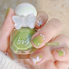 YICKYUE - 10ml Pearlescent Water-based Nail Polish White No Baking Can Tear Bright Color Nail Frosting Nail Polish Without Baking Lamp