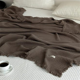 Yickyue 1pc Blanket 100% Cotton Sofa Towel Tassels Bed Linen Solid Color Shawl manta Skin-friendly Plaid Home Blankets