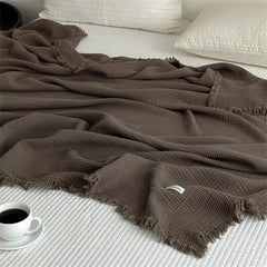 Yickyue 1pc Blanket 100% Cotton Sofa Towel Tassels Bed Linen Solid Color Shawl manta Skin-friendly Plaid Home Blankets