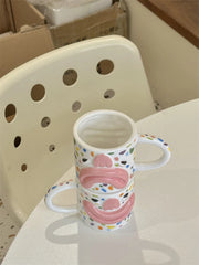 YICKYUE - Korean Style Cute and Quirky Ceramic Mugs, Couple Water Cups, Breakfast Coffee Cup, Home Drinking Utensils, Home Decoration