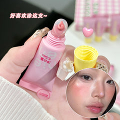 YICKYUE - Dule-use Blusher Cream Lipstick Matte Liquid Orange Peach Face Pigment Natural Lasting Cheek Tint Liquid Face Makeup