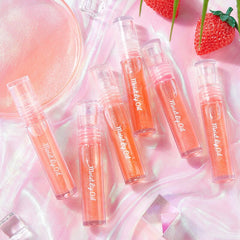 Summer Mirror Lip Gloss Glass Transparent Lipstick Strawberry Fruity Lipgloss Repair Moisturizing Plumping Lips Makeup Cosmetics
