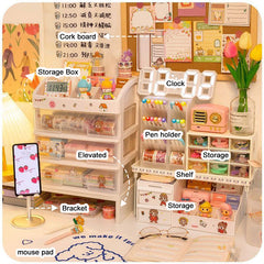 W&G Desk Organizer Home Decoration Multi-layer Cosmetic Desktop Organizer Drawer Plastic Box Student Stationery Rack Storage Box