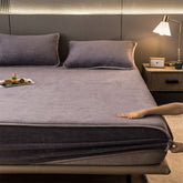 Simple Plain Home Bed Mattress Cover Soft Flannel All-inclusive Fitted Bed Sheet Full Queen Size Mattress Protector Sheet Cover