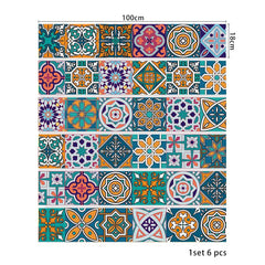 6Pcs/Set Bohemian Creative Stair Stickers Decorative Living Room PVC Self-Adhesive Roman Porcelain Waterproof Wall Stickers