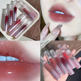 YICKYUE - Grey Pink Peach Mirror Lipstick Lip Gloss Moisturizing Waterproof Not Easy to Fade Rich Color Silky Lip Glaze Lip Tint Cosmetic