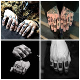 YICKYUE - Finger Tattoo Stickers Letter Small Pattern Waterproof Personality Cool Fake Tattoos Men Black Hand Back Temporary Tattoo Women
