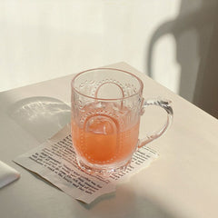 Ins European Juice Cup Relief French Luxury Glass Cup With Milk Cup Restaurant Breakfast Retro Cup
