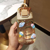 Summer Outdoor Portable Plastic Cup Female Student Children Cute Anti-fall Sports Cup Cartoon Sticker with Scale Water Bottle