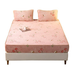 Bed Sheets Elastic Fitted Sheet Home Coral Fleece Single Double Mattress Cover Winter Warm Bed Sheet 150x200 180x200cm Bedspread