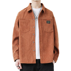 Hearujoy Spring Autumn Men's corduroy shirt Safari Style Long Sleeve Lapel jacket top Casual Loose High Quality Shirts Mens Clothing