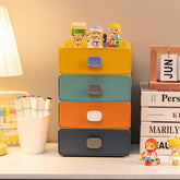 Yickyue 4PCScolorful Desktop Stackable Organizer Drawer Office Accessories Storage Box Makeup Plastic Storage Container Bathroom Storage