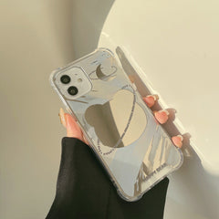 Bear mirror shockproof silicone phone case for iphone 13 mini 12 pro max 11 xsmax xr x 7 8 plus cute cartoon protective cover