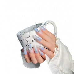 Yickyue Handmade Phototherapy Wear Armor Sea Salt Frozen Coconut Milk Fake Nails Repeated Use Nail Stickers White Artificial NailsNails
