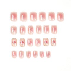 YICKYUE 24pcs Press White Nail Tips Nails Press on French Temperamental Press on Acrylic Nails Cheek Red Nail Art Nail Tips