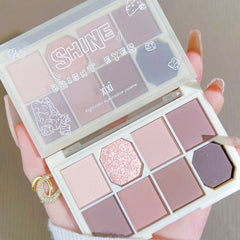 Yickyue Shiny Bright Eyes 8 Color Eye shadow Palette Glitter Matte Shimmer Eye Makeup Pigmented Long Lasting Waterproof Smooth Cosmetics