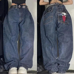 Hearujoy Y2K Fashion American Baggy Jeans Oversized Pattern Printed High Waist Wide-leg Pants Harajuku Women Casual Slacks Streetwear