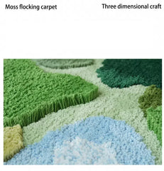 YICKYUE - Green Forest Lake Sofa Tufted Rug Home Long Soft Carpet For Bedroom Thick Anti-Slip Bath Mat Machine Washable Kitchen Carpet