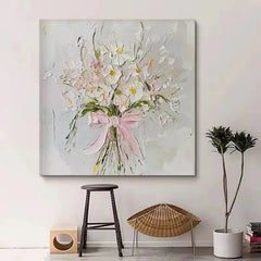 YICKYUE - Modern Abstract Pink Flowers,Hand Drawn Oil Painting, Frameless Painting, Living Room,Restaurant,Sofa Background Wall Decoration