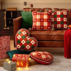 YICKYUE - Christmas Decoration Pillowcase Heart-Shaped Red Pillow Cover Decorative Pillows for Sofa Cushion Bedroom Square Pillowcase
