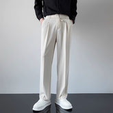 Hearujoy Korean Men Casual Suit Pants Elastic Waist Straight Wide leg Trousers Spring Autumn Fashion Youth Pant Streetwear High Quality