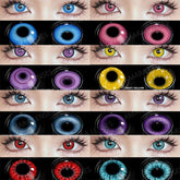 YICKYUE 1 Pair Halloween Color Contact Lenses for Eyes Cosplay Lenses Anime Cosmetics Makeup Purple Colored Lenses Red Eye