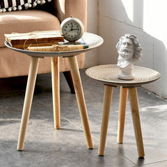 CuteLife Nordic Ins Round Small Wooden Storage Bedroom Furniture Living Room Home Bedside Table Modern Night Stand Coffee Table