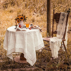 French Romantic Lace Tablecloth Nordic Ins Jacquard Beige Tablecloth Set Bedroom Small Round Table Cover Cloth Nappe