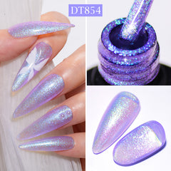 YICKYUE - MEET ACROSS 7ml Glitter Shimmer Gel Nail Polish Sparkling Dreamcolor Soak Off UV Gel Nail Supplies For Nails Art DIY Vernis