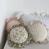 YICKYUE - Nordic Style Cotton Ruffled Pillow Small Fresh Floral Sweet Ruffles Chair Cushion Stuffed Home Sofa Bed Car Waist Pillow Decor