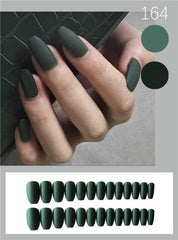 24pcs/set Matte Black Fake Nails with Glue Long Detachable French Tips Stick on Presson Nail Packaging Coffin False Nails Art