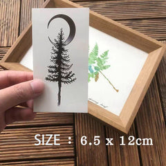 Waterproof Temporary Tattoo Sticker Black Moon Pine Tree Design Body Art Fake Tattoo Flash Tattoo Arm Leg Male Female