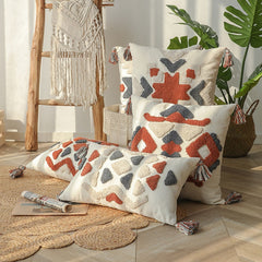 Yickyue Tufted Boho Throw Pillow Cover Morocco Tribal Handmade Pillowcase Woven Accent Cushion Cases for Sofa Couch Bedroom Decor TJ7150