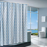 Yickyue Modern Simple Mildew Resistant Long Waterproof Plain Polyster Blue Geometric Shower Curtain For Hotel