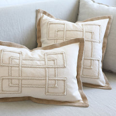 Yickyue Cotton Embroidery Decorative Throw Pillow Cover Pillowcase for Home Couch Bedroom Geometric Flower Pattern Cushion Covers TJ7170