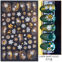 3D Winter Nail Stickers Decals Santa Claus Snowman Cute Cartoon Xmas Sliders for Nail Design Gel Decals Manicure Decor GLF686