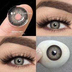 YICKYUE - Myopia Lens Contact Lenses 1Pair Colored Contacts with Degree Lens Gray Lenses Brown Eye Lenses Yearly Natural Contacts