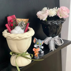 YICKYUE - Ceramic Vases Creative Flower Arrangements Home and Living Room Decorations Ins Desktop Atmosphere Bouquet Shaped Vases