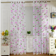 Floral Tulle Fabrics Tulle Curtains for Living Room Bedroom Window Door Voile Panel Sheer Curtain