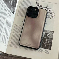 YICKYUE - Retro Brown Gradient Leather Shockproof Protective Phone Cover Case For iPhone 16 15 14 13 12 11 Pro Max