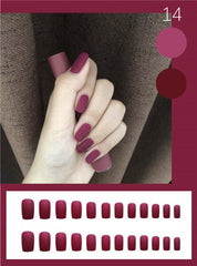 24pcs/set Matte Black Fake Nails with Glue Long Detachable French Tips Stick on Presson Nail Packaging Coffin False Nails Art