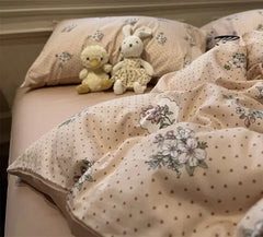 YICKYUE - Vntage romantic sweet flower heart bed set,twin full queen retro pastoral cotton home textile flat sheet pillowcase duvet cover