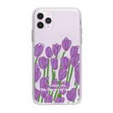 Purple tulip phone case plant case for iphone 11 pro max 7 8 plus se 2020 x xs max xr anti-knock protective cover conque
